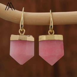 Dangle Chandelier Natural Gemstone Pink Opal Tigers Eye Amethyst Pendant Hook Earrings Trendy Jewellery Women Gift Dropship 24316