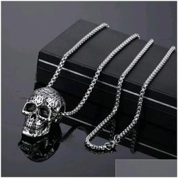 Pendant Necklaces Vintage Hip Hop Halloween Necklace For Men Stainless Steel Skeleton Star Leaves Jewellery Accessories Trendy Drop Del Dh6Jn