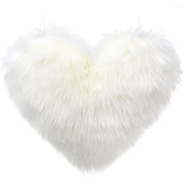 Pillow Fluffy Faux Plush Throw Cases Soft And Stylish Chair Sofa Cover Heart Shaped Design Zip Closure Black In White