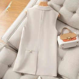 Women's Vests Summer Suit Jacket Sleeveless Casual Elegant Coats Female Single Button Vest Ladies Business Waistcoat T11