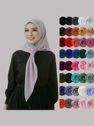 Muslim Square Chiffon Hijab Scarf for Women Big Size Premium Headscarf Solid Colour Muslim Fashion Islam Clothing Shawls Ladies 240314