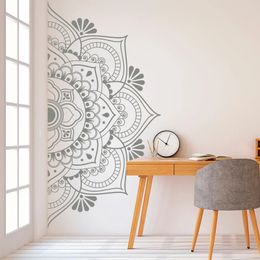 Half Mandala Wall Decal Vinyl Sticker Headboard Master Bedroom Boho Bohemian Decor Yoga Studio Ornament MT36 240312