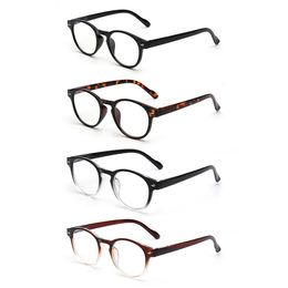 JM 4pcs/set Spring Hinge Women Men Reading Glasses Round Magnifier Diopter Presbyopic Glasses 240304