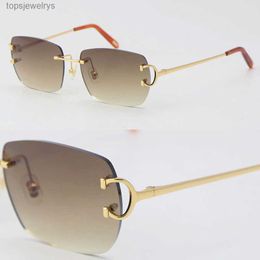 Óculos novo modelo lente metal sem aro moda óculos de sol masculino ct00920 condução c decoração de alta qualidade designer moldura de ouro uv400 óculos de sol