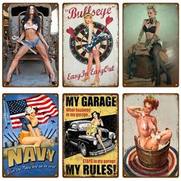 10PCS Metal Sign Tin Painting Plate Art Poster Plaque Bathroom Bar Pub Club Wall Decor Plaque - Mixed Random Shipment A2