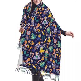 Scarves Custom Printed Christmas Nutcracker Pattern Scarf Women Men Winter Fall Warm Fashion Versatile Female Shawl Wrap