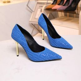 Top Quality Brand Women Heels 10.5cm Designer Dress Shoes Luxury Slipper Slide Sandals Heel High Pointed Toe Party Designers Original shoe