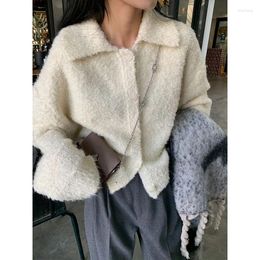 Women's Knits Loose Spring And Autumn Winter Thickened Polo Neck Knitted Cardigan Women Short Small Fashion Sweater Coat
