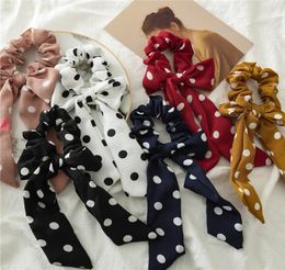 11 color 2019 New Bow Streamers Hair Ring Fashion Ribbon Girl Hairbands Scrunchies Ponytail Hair Bows Girl Holder Rope Hair Access5138001