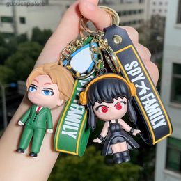 Keychains Lanyards Spy X Family Aesthetic Keychain Anime Figures Twilight Anya Yor Loid Forger Key Chain 3D Soft Sile Backpack Keyring Pendant Y240316