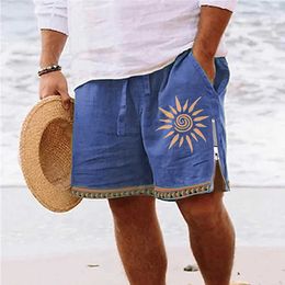 Korean hot stamping 2023 new mens cotton casual shorts summer beach pants