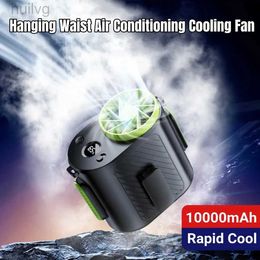 Electric Fans 10000mAh Outdoor Camping Working Portable Hanging Waist Fan USB Rechargeable Clip 3 Gear Mini Air Conditioning 240316