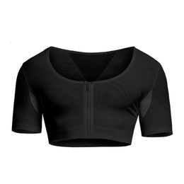 Men Body Shaper Gynecomastia Underwear Control Boobs Corset Zipper Slimming Chest Tops White Black 240315