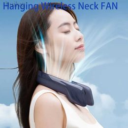 Electric Fans Mute Air Cooling Wireless Bladeless USB Charging Portable Neck FAN Hanging Fan 240316