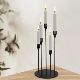 Candle Holders Black Taper Holder Table Decoration Desk Ornament With 5 Branches For Wedding Dining Sturdy