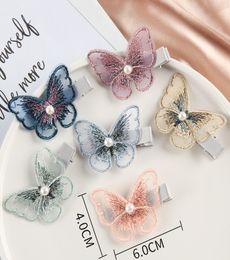 2020 New Mesh Butterfly Hair Clips For Women Girls Princess Elegant Pearls Hair Pins White Bangs Hair Bands Hairs Accessories8260475