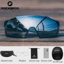 ROCKBROS Cycling Glasses Polarised Pochromic Lens Bike Sunglasses Men Women Eyewear Sports MTB Road Goggles 240314