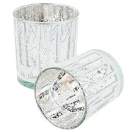 Candle Holders 2pcs Christmas Stand Glass Tealight Cup Table Centrepiece Ornament
