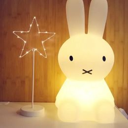Cute Lighting Rabbit Mood Light Night LED Lights Amps for Room Writing Lamp Desk Childrens Gift 240301