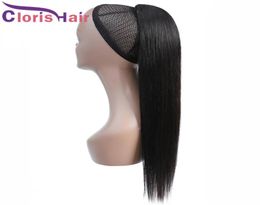 Ponytail Hair Extensions Raw Virgin Indian Silky Straight Drawstring Ponytail With Clips In Natural Colour 100 Human Hair Ponytail3568853