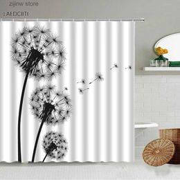 Shower Curtains Dandelion Shower Curtain Set Farm Plant Flying Seeds Bathroom Creative Decor Hanging Curtain Bathtub Screens With Hooks Washable Y240316