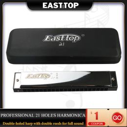 Instruments EASTTOP T21 Professional 21 Holes Harmonica Doubleholed Harp With Double Reeds For Full Sound Instrument Mouth Organ