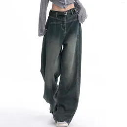 Women's Jeans Women High Waist Y2K Harajuku Streetwear Baggy Hip-Hop Denim Pants Korean Fashion Straight Wide Leg Trousers 2024