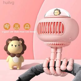 Electric Fans Lovely Cartoon Portable Safe Stroller Fan USB Charging Air Cooling Home Multipurpose Handheld Desktop Bladeless 240316