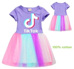 Tik tok Leisure Dresses Girls Breathable Clothes Tops Fashion Comfortable Harajuku Tik tok cotton short sleeve lace Girl039s Dr3132671