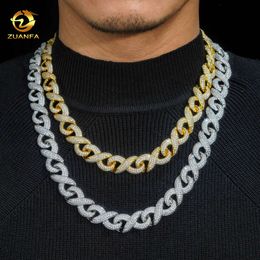 Custom Hip Hop Jewellery 15mm Width Infinite Cuban Bracelet Necklace Silver Moissanite Iced Out Cuban Link Chain