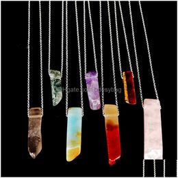 Pendant Necklaces Irregar Natural Crystal Agate Stone Chain Pendant Necklaces For Women Girl Fashion Party Club Decor Sweater Jewellery Dhleu