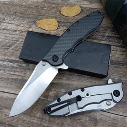 Carbon Fibre 0562CF Assisted Flipper Folding Knife Stonewashed Plain Blade with Titanium Back Handle Outdoor Tactical Pocket Knife 0022 0808 0308 0393