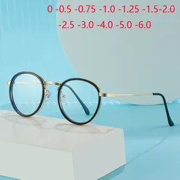 Sunglasses 0 -0.5 -0.75 To -6.0 Round Blue Light Blocking Student Finished Myopia Glasses Women Men Clear Lens Prescription Spectacles