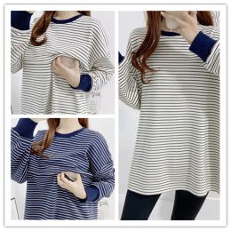 Tanks Emotion Moms Autumn Winter Maternity Clothes Long Sleeve Casual Tshirt Breastfeeding Clothes For Pregnant Women