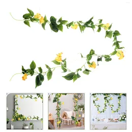 Decorative Flowers Yellow Artificial Vine Morning Glory Vines Flower Garland For Backdrop Garlands Decor With Home Pendant Hanging Wall