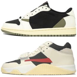 Men Shoes Travis Ts x 1 Low Sneakers Reverse Mocha Designer Basketball Trainer Fragment Design 1s Black Phantom OG SP Canary Golf Neutral Olive White Size US 13 12 Box