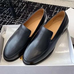 Casual Shoes 2024 Spring And Autumn Thick Heels Solid Colour Simple Genuine Leather Novel Classic Single Office Commuter