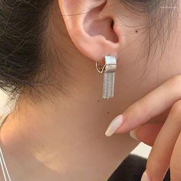 Dangle Earrings Vintage Tassel Chains For Women Girl Matte Hollow Square Drop Korea Fashion Jewellery Couple Gift Party 2024