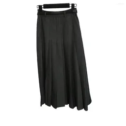 Skirts 2024 Spring/Summer High Waist Half Length Dress Elegant Silhouette Women's Pleated Skirt A-line
