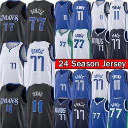 Stitched Dalla Luka Doncic Kyrie Irving Basketball Jersey Maverickes Jersey Dirk Nowitzki City 77 11 Blue Black Edition Green Jersey 2023-24 Men Youth Kid T-Shirt