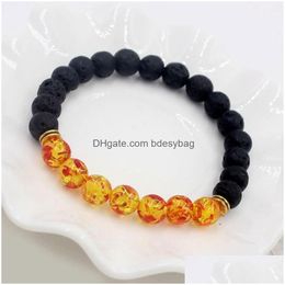 Charm Bracelets Mixed Styles 8Mm Natural Lava Stone Healing Beaded Charm Bracelets For Women Men Jewelry Drop Delivery Jewelry Bracel Dhjsg