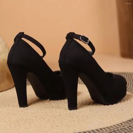Dress Shoes High Heels Women Europe And The United States Suede Thick Heel Buckle Waterproof Platform 34-42 Size Single