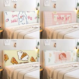 Cute Bear Pizza Stretch Dust Proof Bed Head Cover Print Cartoon Bedside Back Bedroom Sofa Soft Breathable Headboard Slipcover 240309