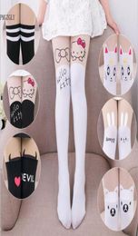 Baby Cute Pantyhose Kids tights Knee Fake Velvet Stocking White Cartoon cat Children039s Princess Girl Tights Stockings Tights1194496