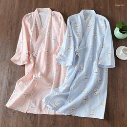 Women's Sleepwear Japanese Style Pyjamas Summer Cotton Loose Spring Autumn Oversized Bathrobes Kimono Nightwear Homewear