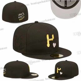 2024 Men's Baseball Fitted Hats Classic Black Colour Hip Hop Atlanta Sport Full Closed Design Caps Chapeau 1995 Stitch Heart all team Series Love Hustle Flowers Ma16-02