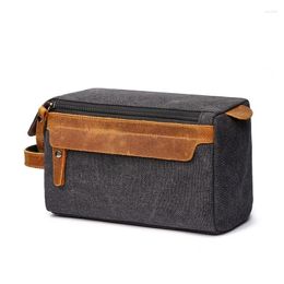 Cosmetic Bags Men Travel Canvas Shaving Kits Makeup Organiser Women Toiletry Bag With Double Compartments Kosmetyczka Beauty Case