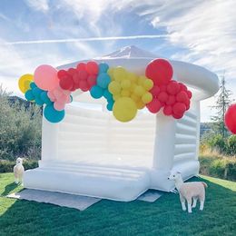 Free air ship to door commercial inflatable wedding bouncer white jumping bouncy castle bounce house with dome for party event