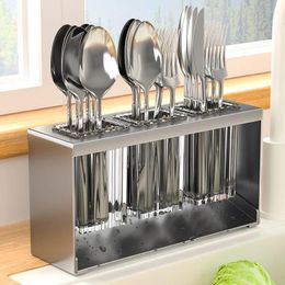 Kitchen Storage Metal Utensils Holder Cutlery Conatiner Rack Kitchec Counter Spoons Forks Knife Chopsticks Accessories Organizer
