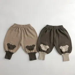 Trousers 2024 Spring Children Loose Woollen Toddler Girl Vintage Bear Lantern Pants Fashion Boys Casual Kids Clothes